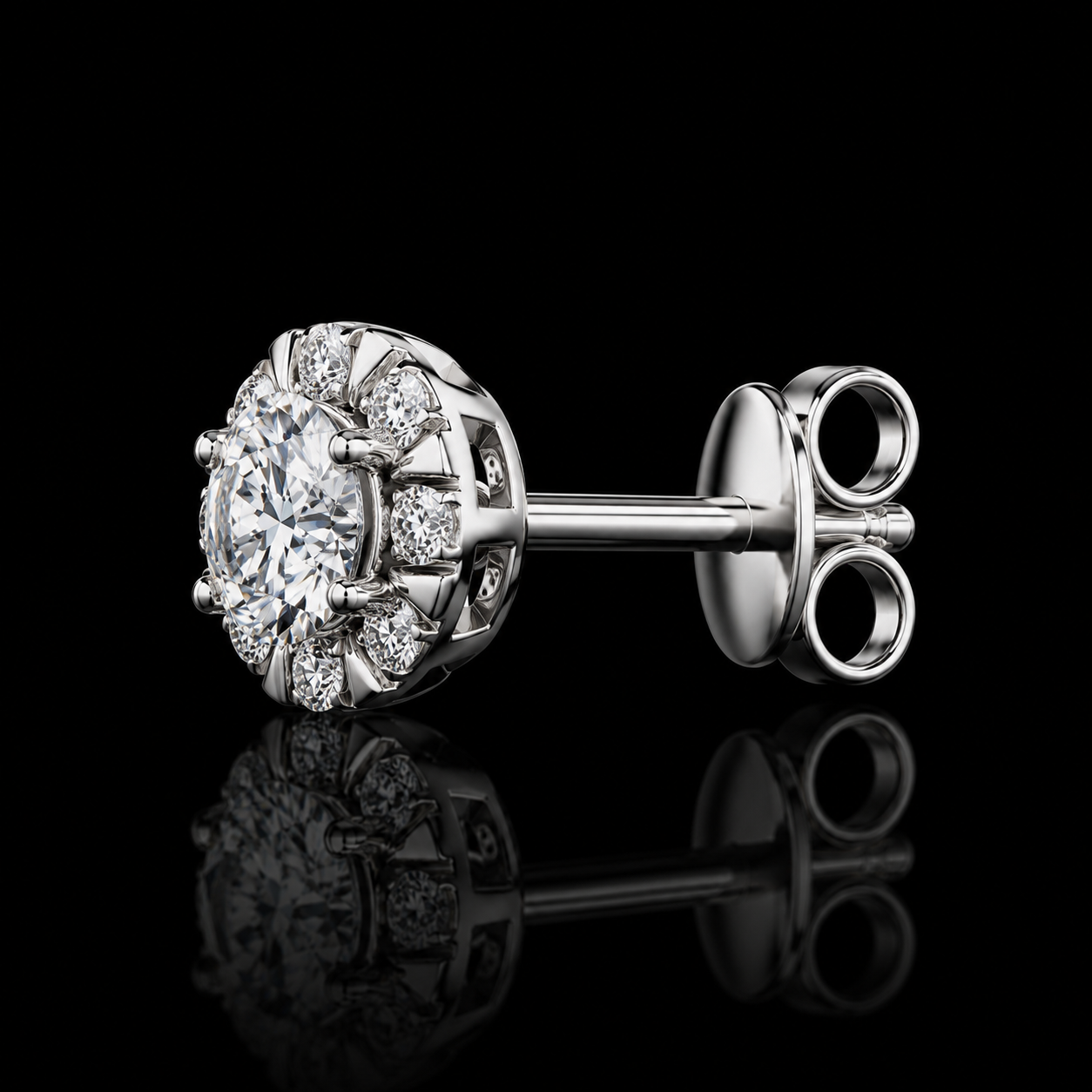 2.80 Ct Pet Loss Memory Diamond Halo Earrings 14K White Gold Memorial Jewelry Black Jack