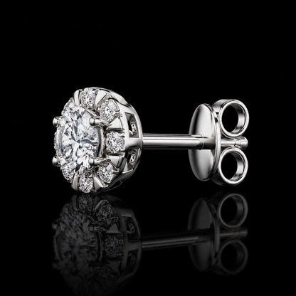 2.80 Ct Pet Loss Memory Diamond Halo Earrings 14K White Gold Memorial Jewelry Black Jack