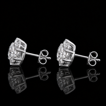 2.40 Ct Remembrance Gift Memory Diamond Floral Stud Earrings 14K White Gold Memorial Jewelry Black Jack