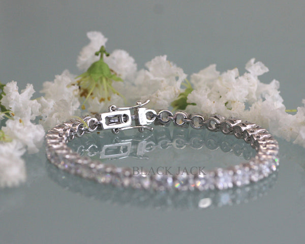 Tennis Bracelet 10 Ct. Round Moissanite Gemstone in 925 Silver by Black Jack