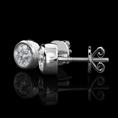 1.50 Ct Pet Memorial Diamond Bezel Stud Earrings 14K White Gold Cremation Jewelry Black Jack