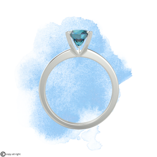 2.00 Ct Round Shape Fancy Blue Lab Grown Diamond Engagement Rings in 14K White Gold