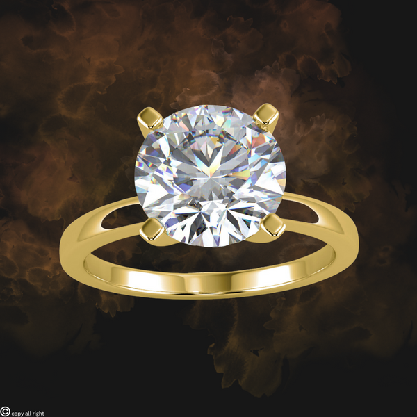 2.00 Ct Round Lab Grown Diamond Engagement Rings in 14K Yellow Gold