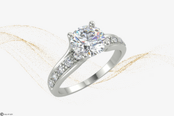 2.30 Ct Round Shape Lab Grown Diamond Engagement Rings in 14K White Gold