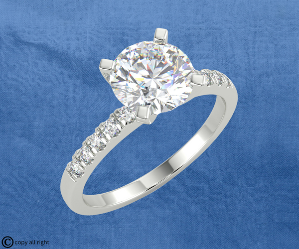 2.20 Ct Round Lab Grown Diamond Engagement Rings in 14K White Gold