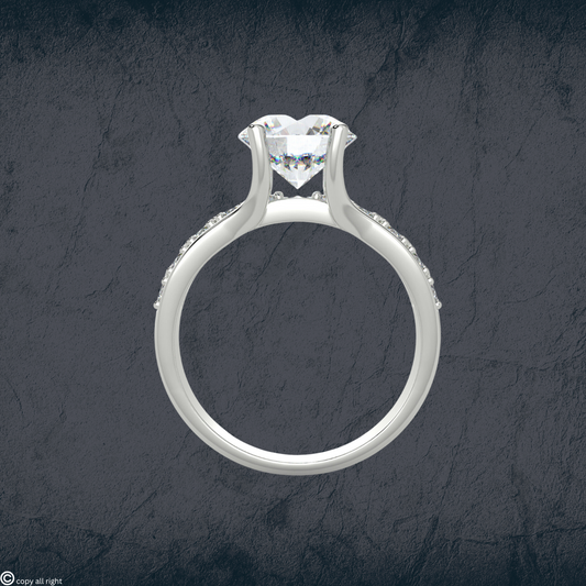 3.40 Ct Round Lab Grown Diamond Engagement Rings in 14K White Gold