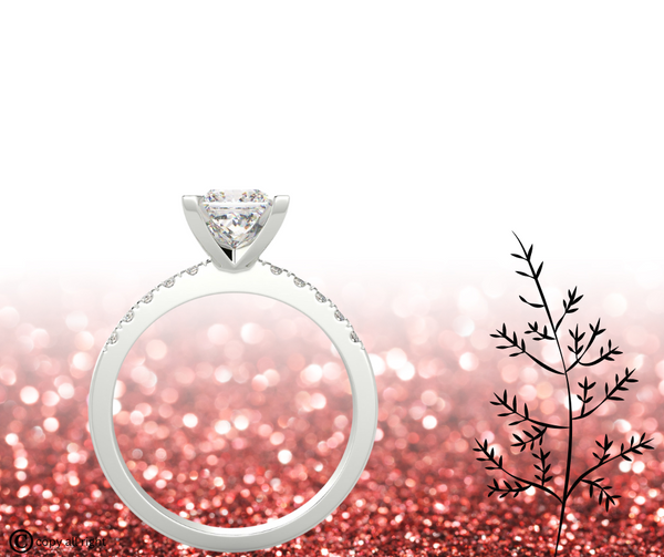 1.65 Ct Princess Cut Lab Grown Diamond Engagement Rings in 14K White Gold