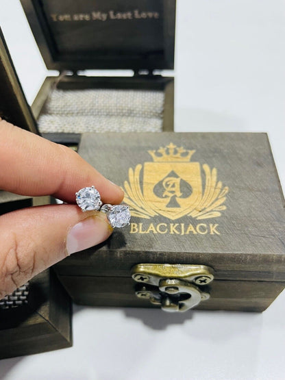 4.00 Ct. Lab Grown Diamond Studs Earrings in 14k White Gold E/F SI by Black Jack