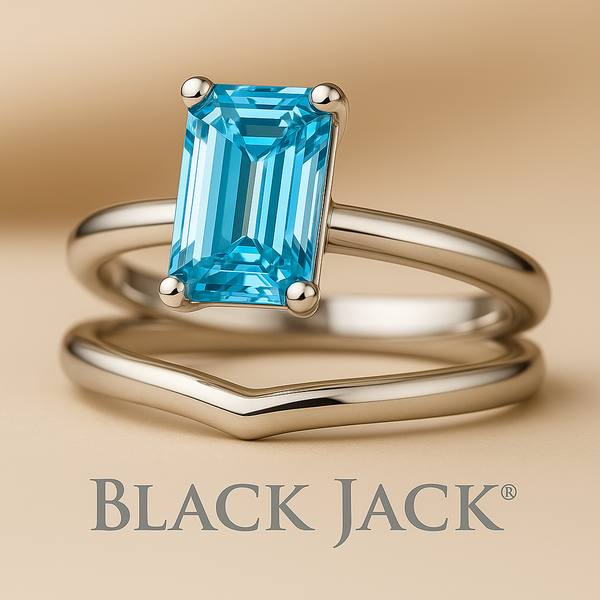 2.00 CT Emerald Blue Memory Diamond Wedding Ring Set – Groom’s Hair to Lab Grown Diamond for Bride | Unique Bridal Jewelry | Black Jack®
