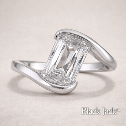 2.00 CT Emerald Cut Memory Diamond Ring – Pet or Human Ashes to Diamond – 14K White Gold