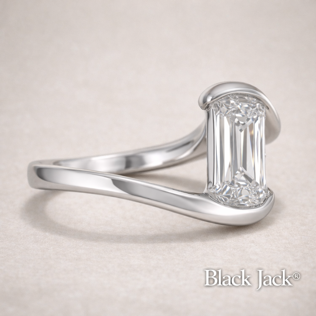 2.00 CT Emerald Cut Memory Diamond Ring – Pet or Human Ashes to Diamond – 14K White Gold