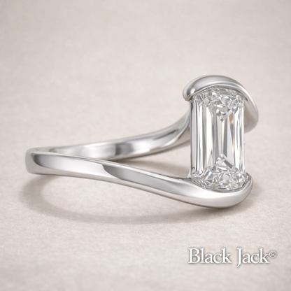 2.00 CT Emerald Cut Memory Diamond Ring – Pet or Human Ashes to Diamond – 14K White Gold