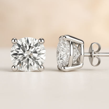2.00 ct Moissanite Memorial Stud Earrings in Silver – Made from Hair or Ashes | For Humans & Pets