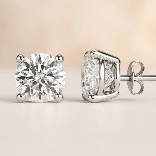 2.00 ct Moissanite Memorial Stud Earrings in Silver – Made from Hair or Ashes | For Humans & Pets