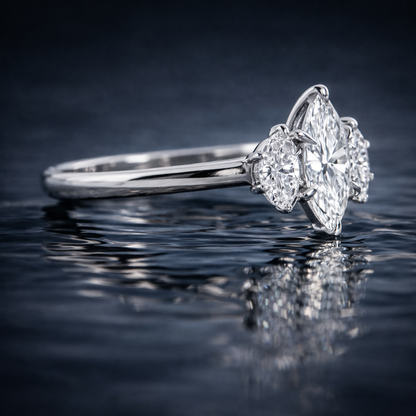 2.50 CT Memory Diamond Ring from Ashes – Marquise Cut Pet or Human Ashes to Diamond Wedding Ring in 14K White Gold