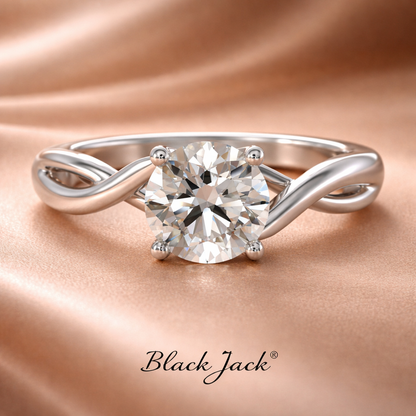 2.00 CT Round Lab Grown Diamond Engagement Ring | IGI Certified | 14K White Gold Twist Shank Solitaire