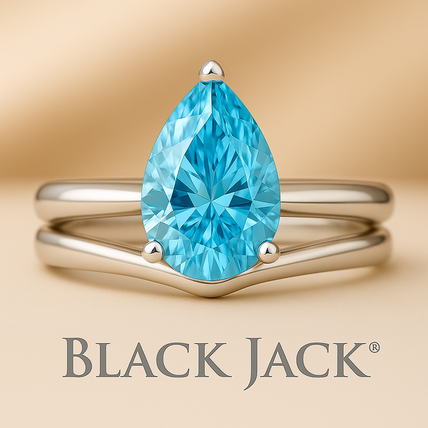 2.00 Carat Pear Shape Blue Memory Diamond Wedding Set | Hair to Lab Grown Diamond in 14k White Gold by Black Jack®