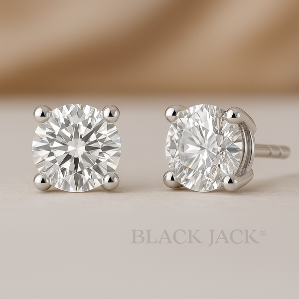 0.50–4.00 Ct. Lab Grown Memory Diamond Stud Earrings – Crafted from Pet or Human Ashes/Hair | Black Jack®
