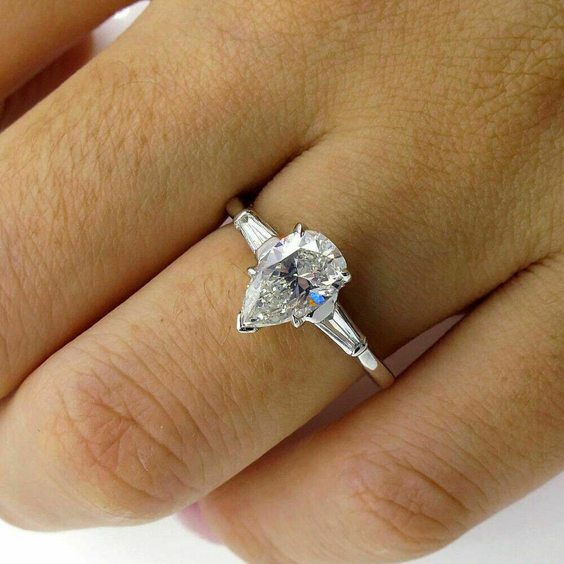 2.50 Ct. Pear cut Moissanite Engagement Ring by Black Jack
