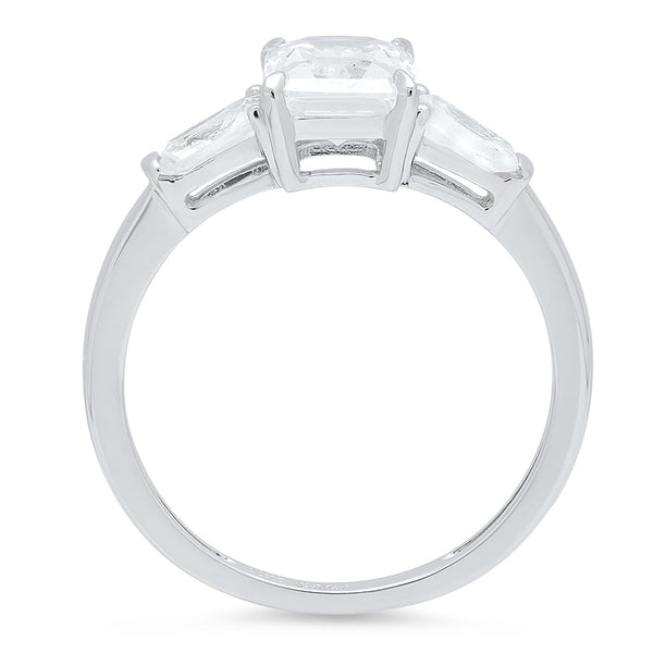 Three Stone 2.50 Ct. Emerald cut Moissanite Engagement Ring by Black Jack