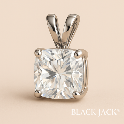2 CT Cushion Moissanite Pendant – 14K White Gold Plated Sterling Silver Necklace | Brilliant Lab Gemstone Jewelry