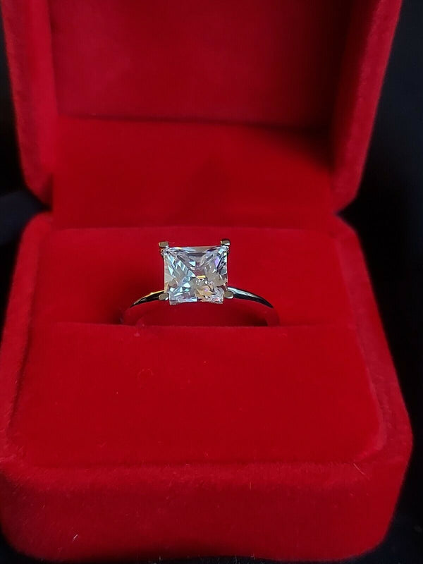 Solitaire Princess cut 2.00 Ct. Moissanite Engagement Ring by Black Jack