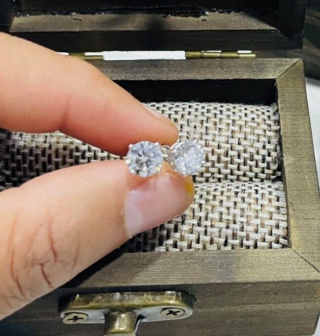 4.00 Ct. Lab Grown Diamond Studs Earrings in 14k White Gold E/F SI by Black Jack