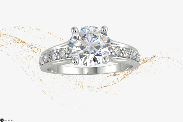 2.30 Ct Round Shape Lab Grown Diamond Engagement Rings in 14K White Gold