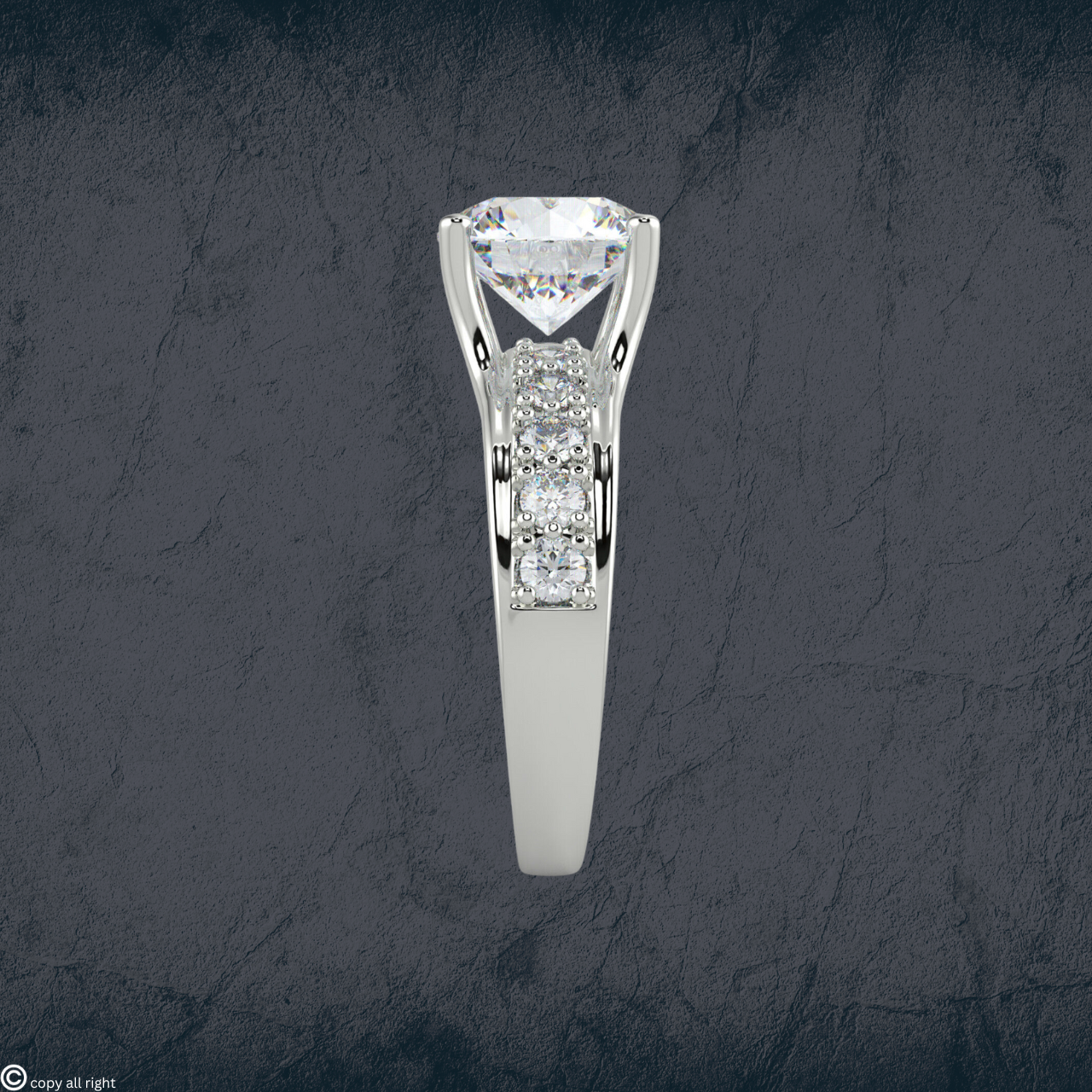 3.00 Ct. IGI Certified Lab Grown Diamond Engagement Ring | 2.00 Ct. Center + 1.00 Ct. Side Accent Stones | 14K White Gold by Black Jack®