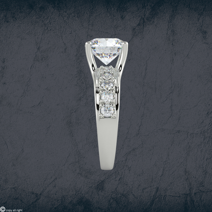 3.00 Ct. IGI Certified Lab Grown Diamond Engagement Ring | 2.00 Ct. Center + 1.00 Ct. Side Accent Stones | 14K White Gold by Black Jack®