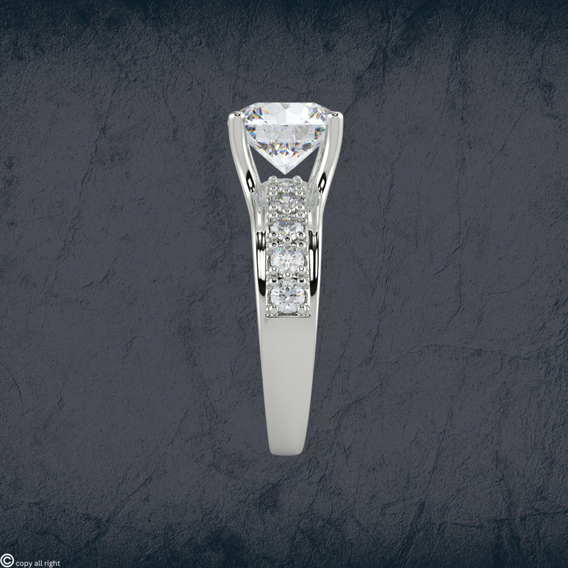 3.40 Ct Round Lab Grown Diamond Engagement Rings in 14K White Gold