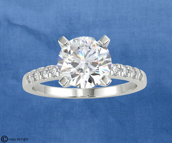 2.20 Ct Round Lab Grown Diamond Engagement Rings in 14K White Gold
