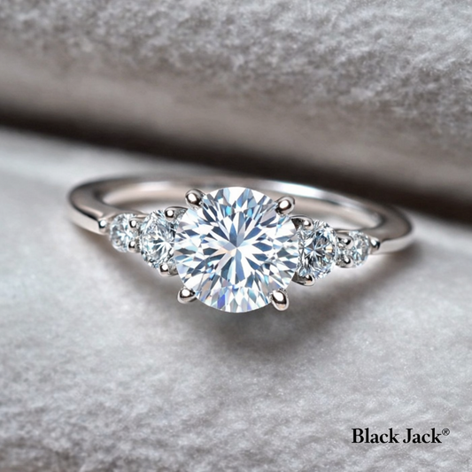 2.00 Carat Round Cut Moissanite Three Stone Engagement Ring in 925 Sterling Silver
