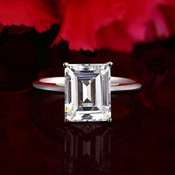 2.50 Ct. Emerald Shape Moissanite Engagement Ring by Black Jack