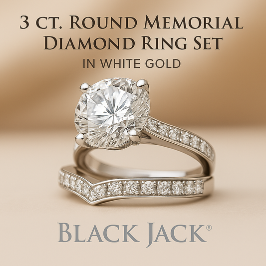 3.00 CT Hair to Diamond Memorial Ring Set – White Gold Lab Grown (2.40 CT Center + 0.60 CT Accent)