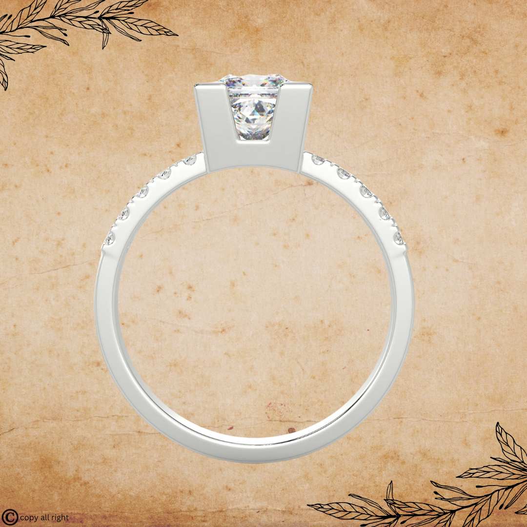 2.15 Ct Princess Shape Lab Grown Diamond Engagement Rings in 14K White Gold