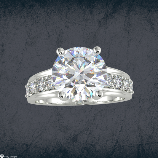 3.40 Ct Round Lab Grown Diamond Engagement Rings in 14K White Gold