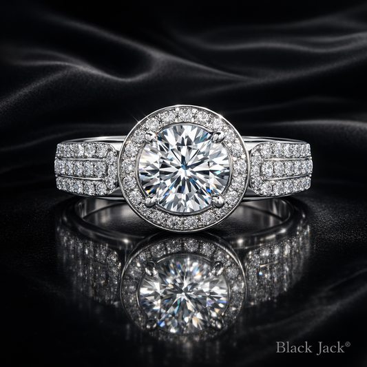 3.90 Carat Lab-Grown Diamond Halo Engagement Ring – Round Cut in 14K White Gold IGI Certified