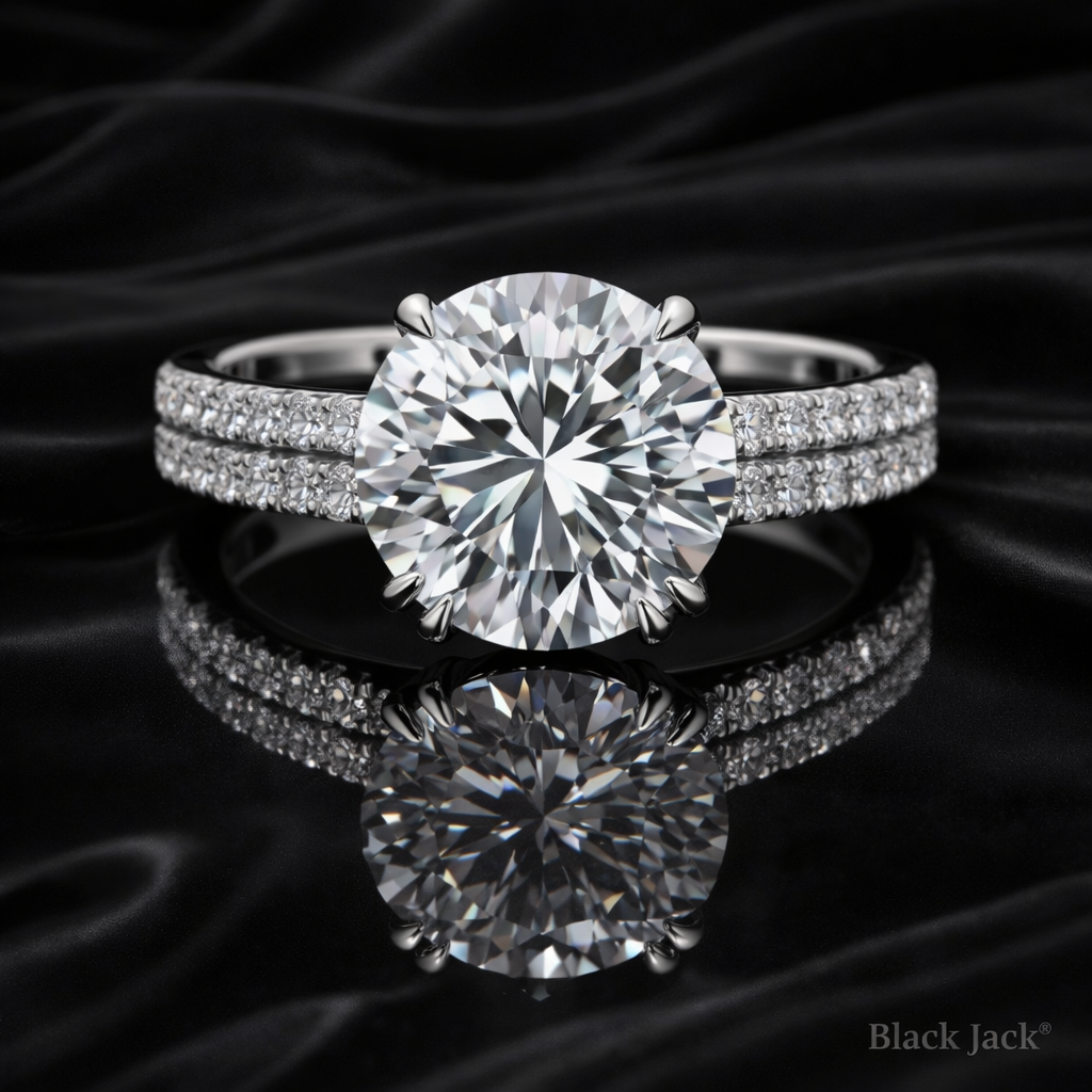 Round Cut Diamond Double Pavé memorial jewelry Ring