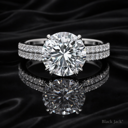 Round Cut Diamond Double Pavé memorial jewelry Ring