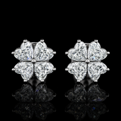 2.50 Ct Pet Cremation Diamond Flower Stud Earrings Pet Ashes Jewelry 14K White Gold Remembrance Jewelry Black Jack
