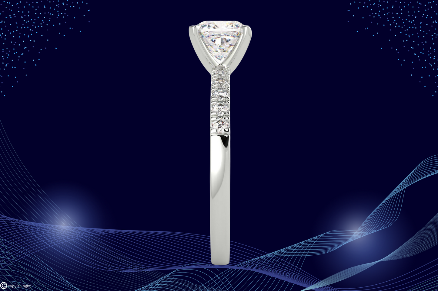 2.20 Ct Cushion Cut Lab Grown Diamond Engagement Rings in 14K White Gold