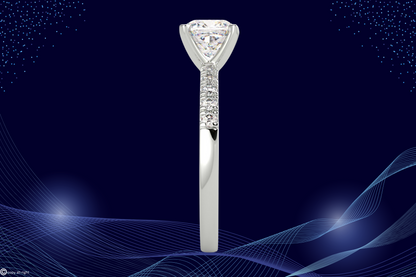 2.20 Ct Cushion Cut Lab Grown Diamond Engagement Rings in 14K White Gold