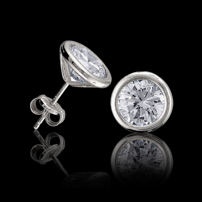 2.00 Ct Remembrance Diamond Bezel Stud Earrings IGI Certified  Jewelry 14K White Gold Memorial Earrings Black Jack