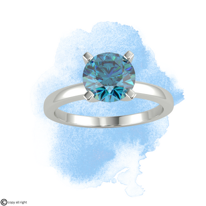 2.00 Ct. Blue Lab Grown Diamond Solitaire Ring – IGI Certified, 14K White Gold | Black Jack®