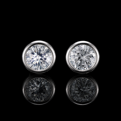2.00 Ct Remembrance Diamond Bezel Stud Earrings IGI Certified  Jewelry 14K White Gold Memorial Earrings Black Jack