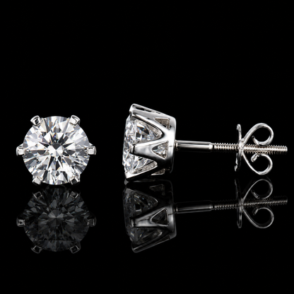 2.00 Ct Human Ashes Diamond Solitaire Stud Earrings Cremation Jewelry 14K White Gold Memorial Earrings Black Jack