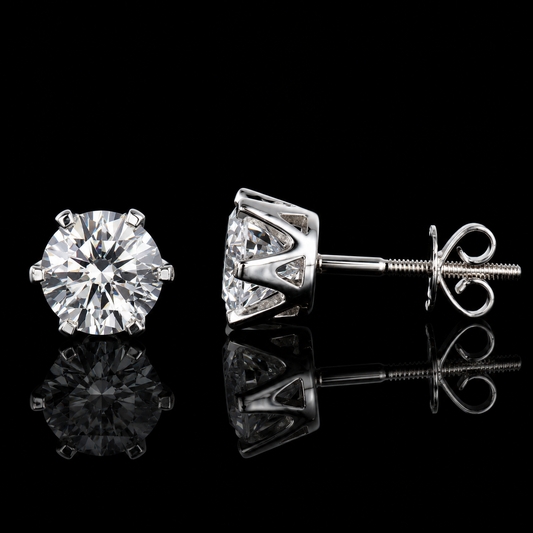 2.00 Ct Human Ashes Diamond Solitaire Stud Earrings Cremation Jewelry 14K White Gold Memorial Earrings Black Jack