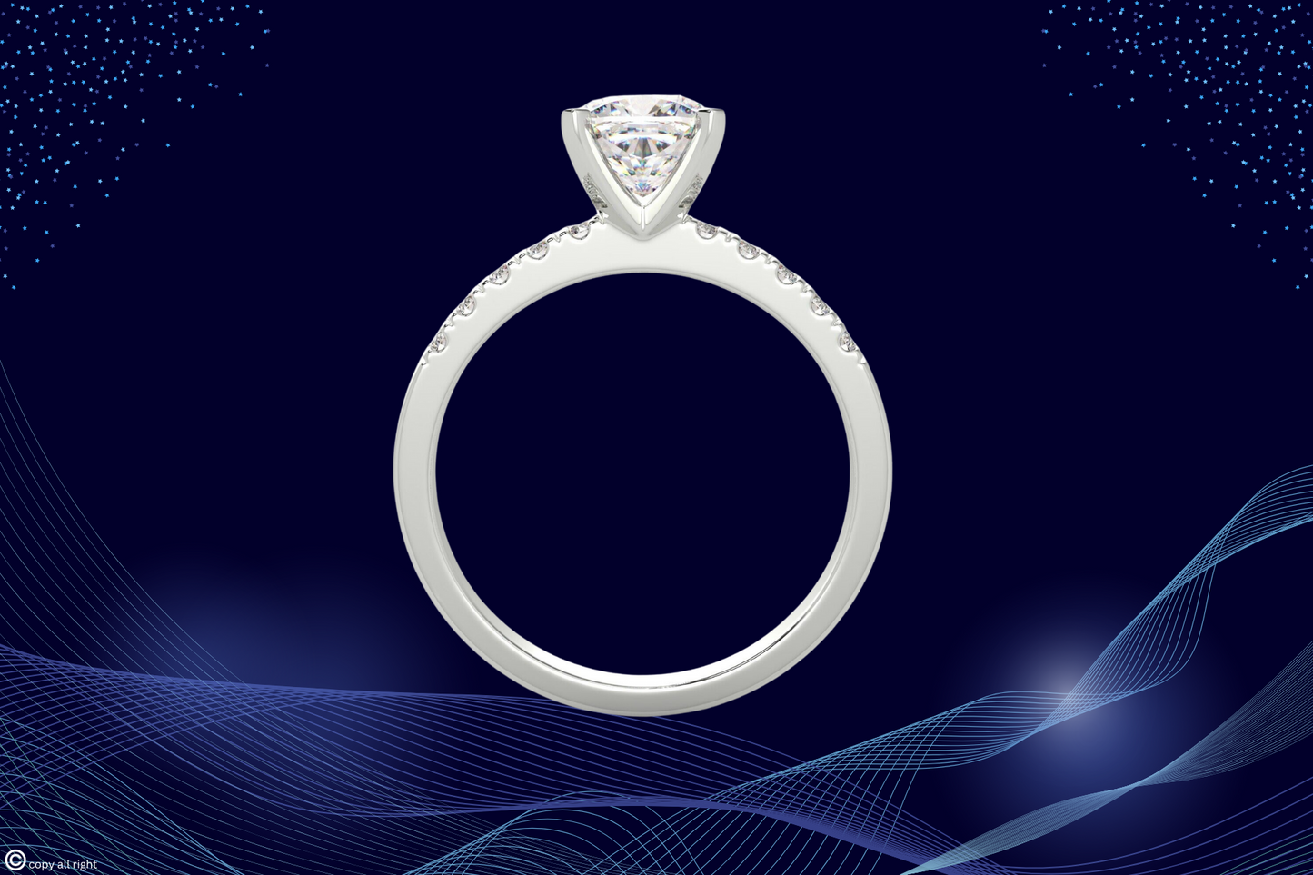 2.20 Ct Cushion Cut Lab Grown Diamond Engagement Rings in 14K White Gold