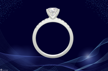 2.20 Ct Cushion Cut Lab Grown Diamond Engagement Rings in 14K White Gold